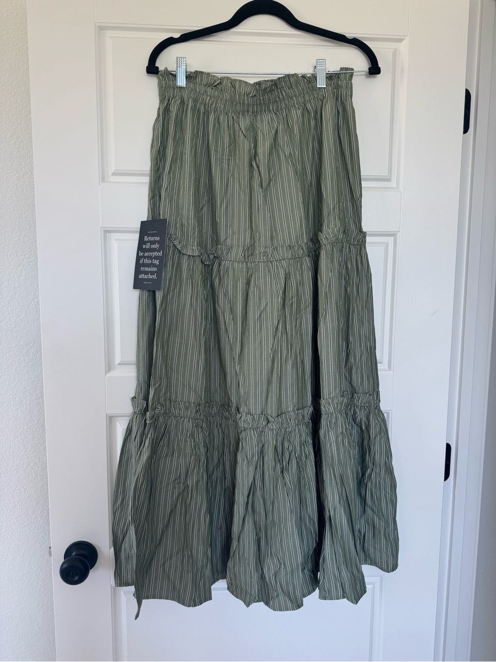 Tuckernuck Green Stripe Tiered Maxi Skirt